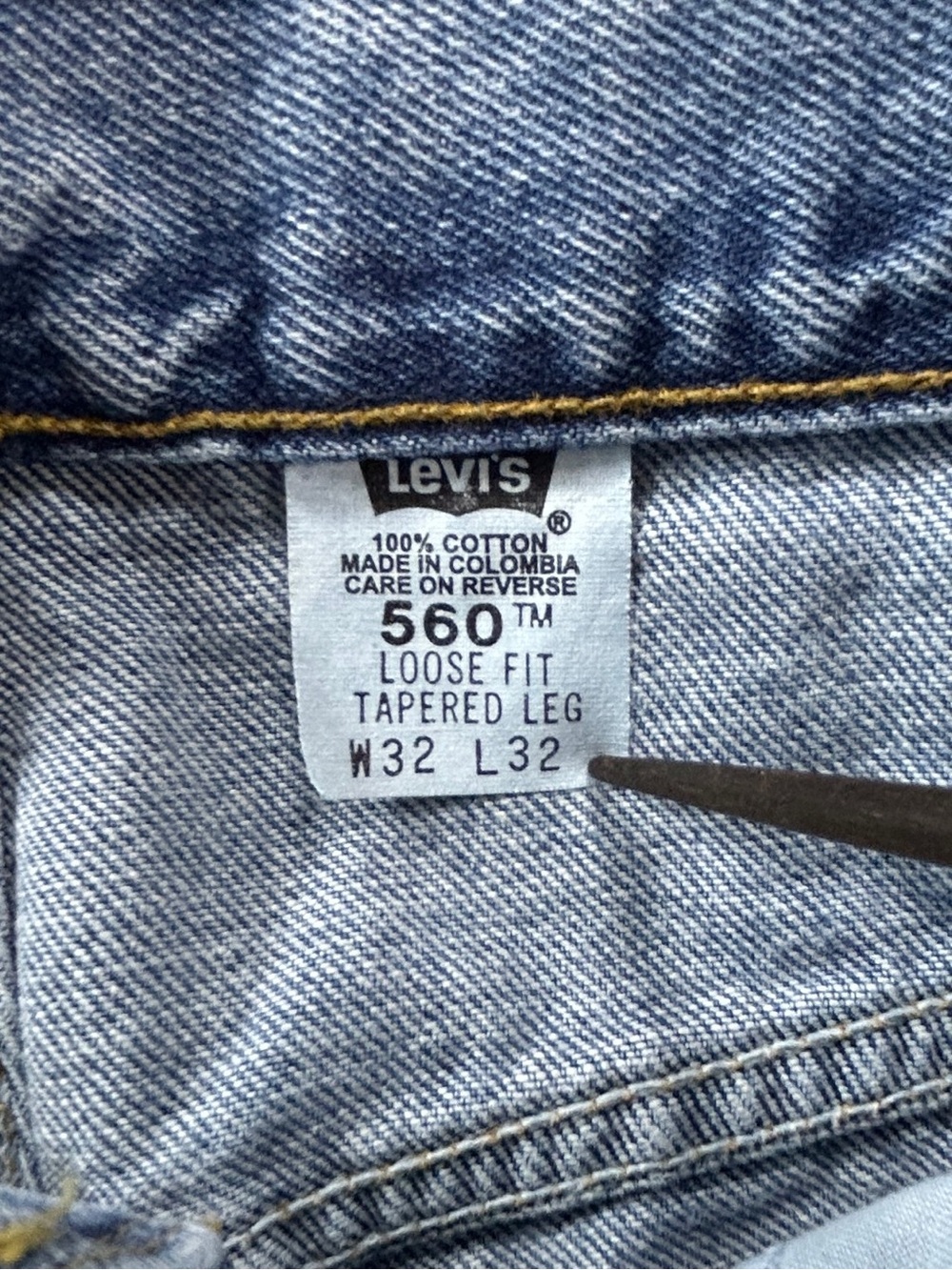 Vintage 90s Levis 560 Loose Fit Tapered Leg Jeans Blue 32x32 Tag Fits 31x31.5 - Picture 3 of 8